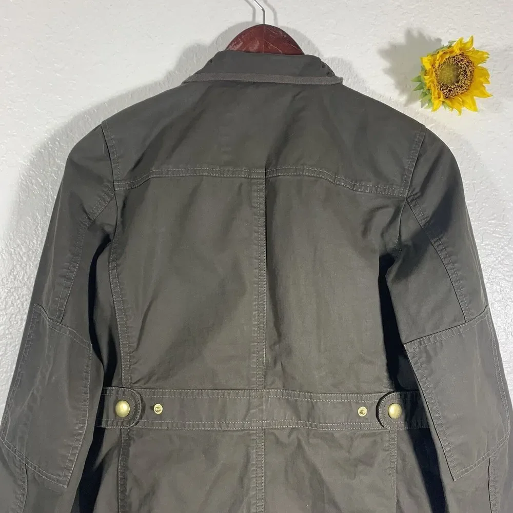 J. Crew Resin Coated Twill Field Olive Green Jacket XS Women’s